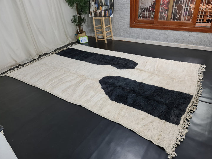 Berber Mrirt Rug ,Handmade Rug, Authentic Moroccan Rug, Abstract Rug, High Quality Wool Rug, White and Black Rug,Teppich Marokko.