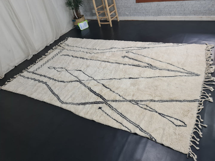 Abstract Mrirt Rug Moroccan Rug Handmade Tribal Rug Berber Rug Scandinavian Style Rug  Black  White Rug Tapis berbere,Teppish Marokko