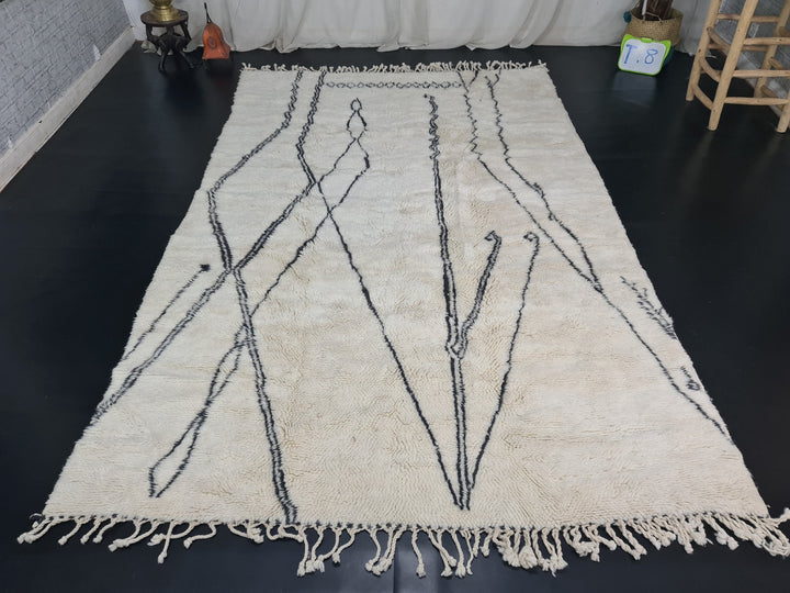 Abstract Mrirt Rug Moroccan Rug Handmade Tribal Rug Berber Rug Scandinavian Style Rug  Black  White Rug Tapis berbere,Teppish Marokko