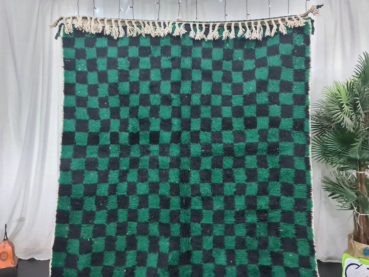 Moroccan Checkered Rug, Beni Ourain Rug, Tribal rug, Authentic Wool, Green  Black Rug, Berber Rug, Tapis Marocain, Teppish Marokko