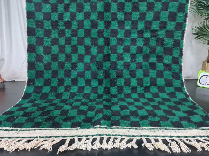 Moroccan Checkered Rug, Beni Ourain Rug, Tribal rug, Authentic Wool, Green  Black Rug, Berber Rug, Tapis Marocain, Teppish Marokko