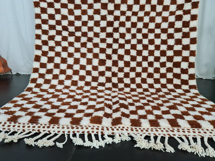 MOROCCAN HANDMADE RUG, Beni Ouarain Rug, Checkered Wool Rug, White  Brown Check, Berber Wool Carpet, Checker Moroccan Carpet, Beni Ouarain