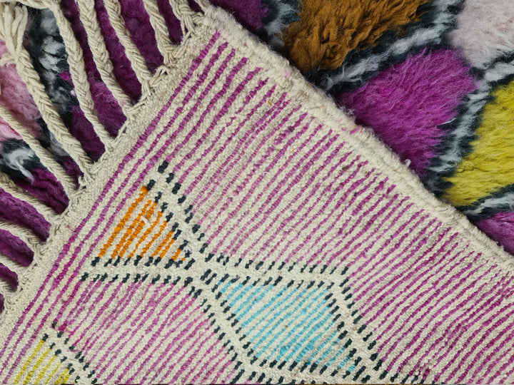 Fabulous Moroccan Rug, Handmade Beni Ourain Rug, Geometric Rug, Bohemian Rug, Berber Rug, Purple and Pink Rug, Sheep Wool Rug,Tapis Marocain