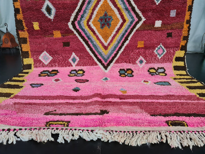 Pink Boujaad Rug , Moroccan Handmade Rug, Geometric Rug, Authentic Wool Rug, Berber Tribal carpet, Bohemian Rug, Wool Rug, Teppish Marokko