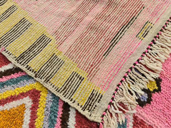 Pink Boujaad Rug , Moroccan Handmade Rug, Geometric Rug, Authentic Wool Rug, Berber Tribal carpet, Bohemian Rug, Wool Rug, Teppish Marokko