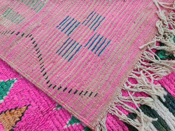 Berber Moroccan Rug, Handmade Area Rug, Tribal Wool Rug, Bright Pink Rug, Wool Rug, Boujaad Rug, Berber Symbols Rug, Bohemian Rug