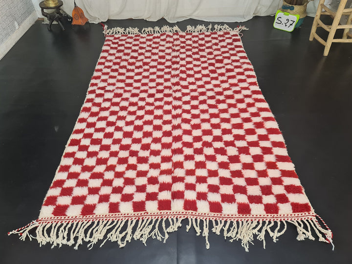 Checkered Beni Ourain Rug, Handmade Carpet, Tribal Rug, Moroccan Rug, Sheep Wool Rug, Berber Rug, Tapis Marocain, Teppish Marokko,White Wool