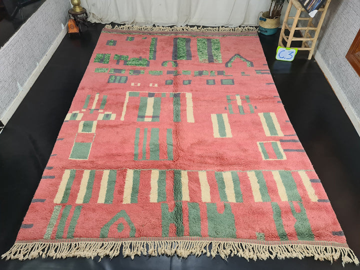 Fabulous Moroccan Rug ,Handmade Mrirt Rug, Authentic Moroccan, Tango Pink Rug, Large Area Rug, High Quality Wool Carpet, Bohemian Rug