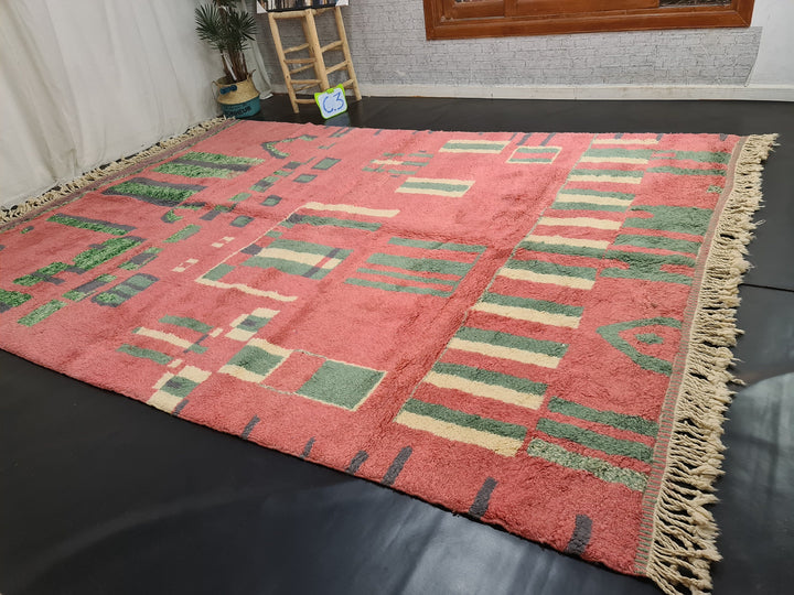 Fabulous Moroccan Rug ,Handmade Mrirt Rug, Authentic Moroccan, Tango Pink Rug, Large Area Rug, High Quality Wool Carpet, Bohemian Rug