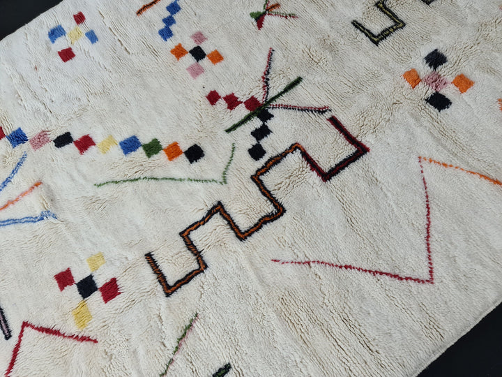 Artistic Mrirt Rug  Scandinavian Area Rug Woven Abstract Rug  High Quality Wool Rug  Plush Tribal RugBerber Symbols Rug Tapis Marocain