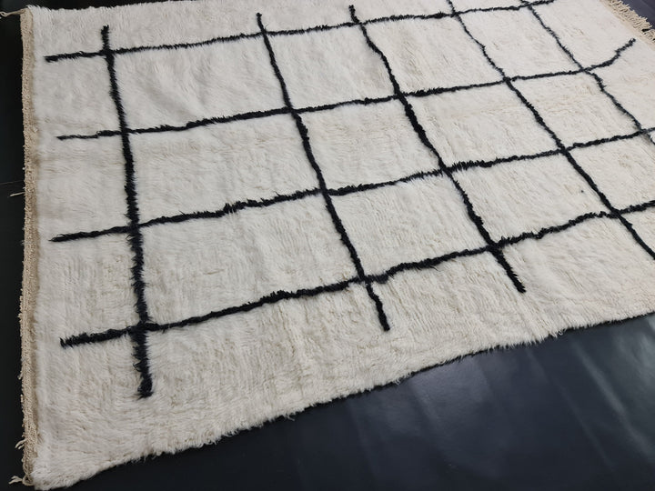 Amazing Moroccan Rug, Beni Ourain Rug, Tribal Rug, Authentic Moroccan Wool, Handmade Rug, White  Black Rug, Berber Rug, Tapis Marocain