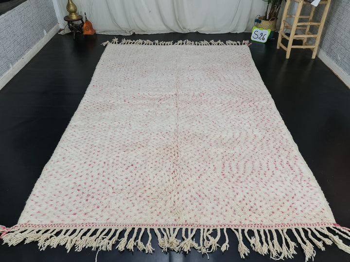 MOROCCAN HANDMADE RUG, Pink Dotted Rug, Sheep Wool Rug, White and Pink Rug, Berber Rug, Tapis Marocain, Dotted Beni Ourain Rug