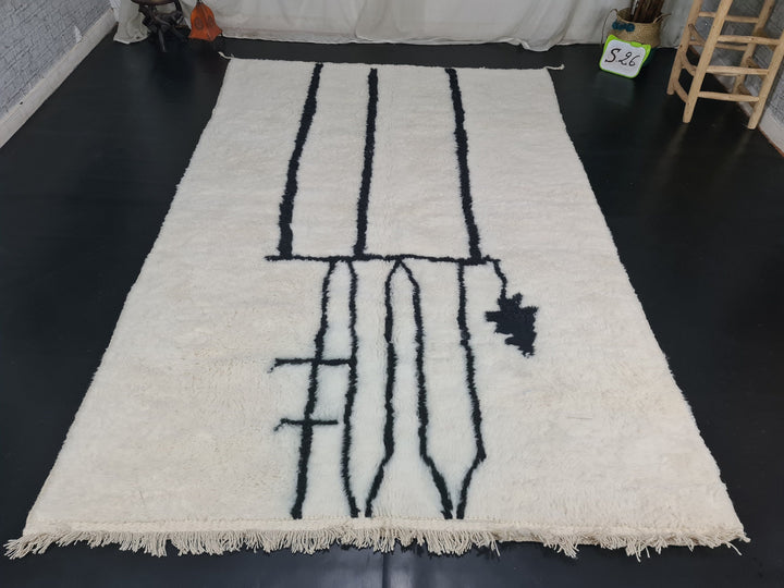 Fabulous Moroccan Rug, Moroccan Beni Ourain Rug, White  Black Rug, Authentic Moroccan, Handmade Abstract Rug, Berber Carpet, Tapis Marocain