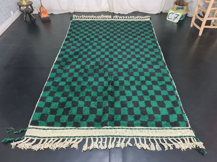 Moroccan Checkered Rug, Beni Ourain Rug, Tribal rug, Authentic Wool, Green  Black Rug, Berber Rug, Tapis Marocain, Teppish Marokko