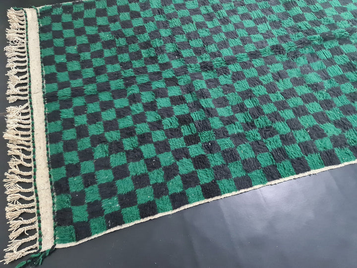 Moroccan Checkered Rug, Beni Ourain Rug, Tribal rug, Authentic Wool, Green  Black Rug, Berber Rug, Tapis Marocain, Teppish Marokko