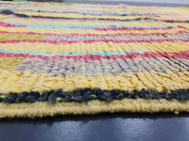 Tribal Moroccan rug, Moroccan Boujaad Rug, Yellow Abstract Rug, Handmade Moroccan Rug, Authentic Wool Rug, Berber Carpet, Bohemian Rug.