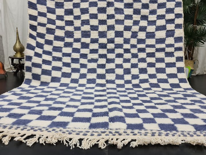 Handmade Beni Ourain Rug, Moroccan Carpet, White and Gray Rug, Berber Wool Rug, Checkered Rug, Tapis berbere, Teppish Marokko.