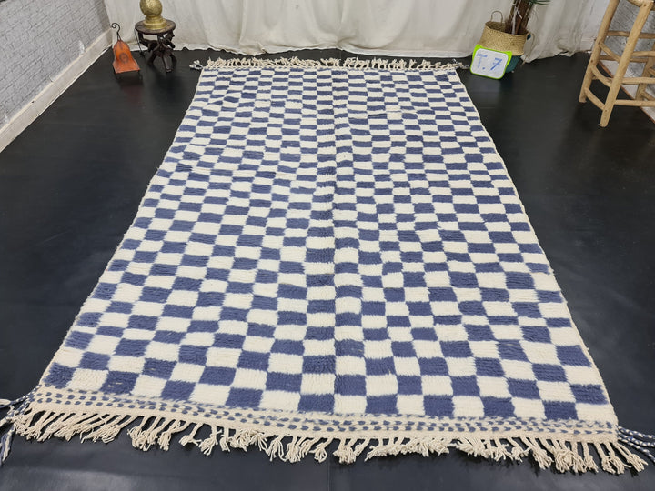 Handmade Beni Ourain Rug, Moroccan Carpet, White and Gray Rug, Berber Wool Rug, Checkered Rug, Tapis berbere, Teppish Marokko.