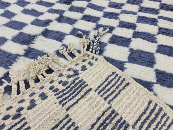 Handmade Beni Ourain Rug, Moroccan Carpet, White and Gray Rug, Berber Wool Rug, Checkered Rug, Tapis berbere, Teppish Marokko.