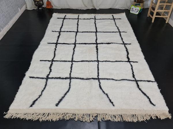 Amazing Moroccan Rug, Beni Ourain Rug, Tribal Rug, Authentic Moroccan Wool, Handmade Rug, White  Black Rug, Berber Rug, Tapis Marocain