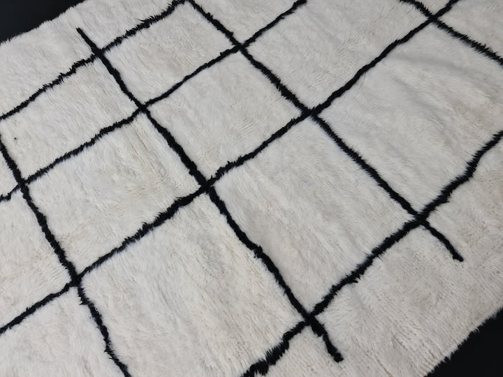 Amazing Moroccan Rug, Beni Ourain Rug, Tribal Rug, Authentic Moroccan Wool, Handmade Rug, White  Black Rug, Berber Rug, Tapis Marocain