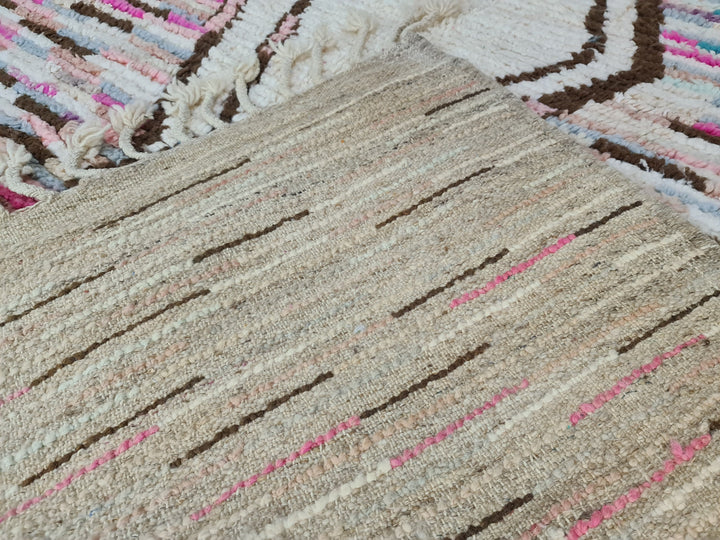 Moroccan Handmade Rug, Tribal Rug, Boujaad Rug, Berber Rug, Pink and Beige Rug, Abstract Rug, Sheep Wool Rug, Tapis Marocain Teppich Marokko