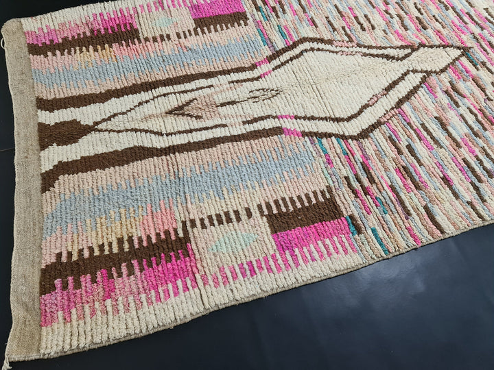 Moroccan Handmade Rug, Tribal Rug, Boujaad Rug, Berber Rug, Pink and Beige Rug, Abstract Rug, Sheep Wool Rug, Tapis Marocain Teppich Marokko