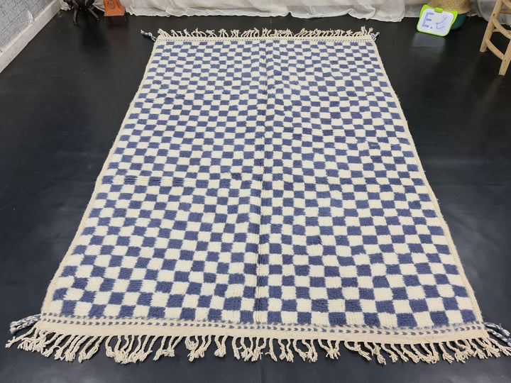 Moroccan Handmade Rug, Beni Ourain Rug, Sheep Wool Rug, Gray and White Rug, Checkered Rug, Berber Rug, Tapis berbere, Teppish Marokko.