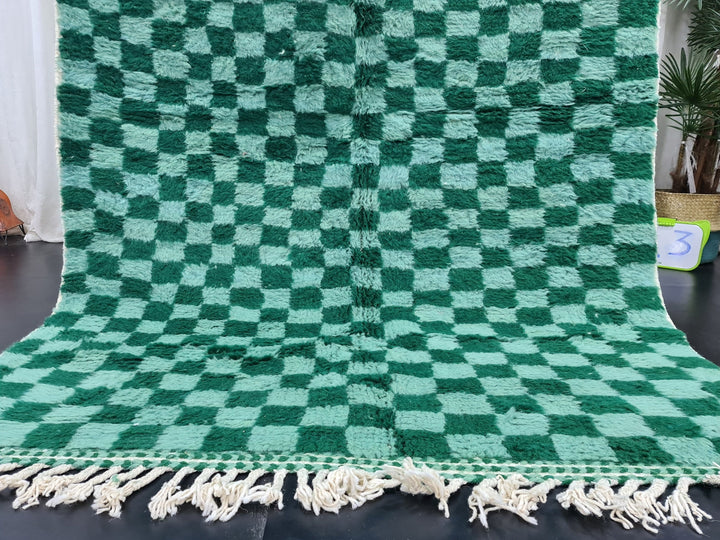 PRETTY BENIOURAIN RUG, Moroccan Beni Ouarain Checkered Rug, Berber So and Dark Green Rug, Tribal Rug, Check Rug, Area Rug, Bohemian Rug .