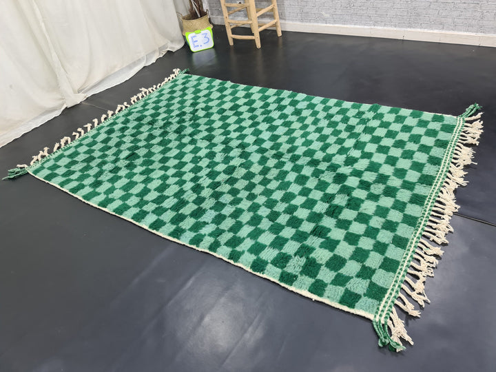 PRETTY BENIOURAIN RUG, Moroccan Beni Ouarain Checkered Rug, Berber So and Dark Green Rug, Tribal Rug, Check Rug, Area Rug, Bohemian Rug .