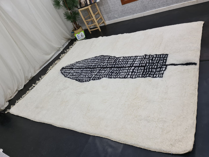 Beni Ourain Rug, Moroccan Rug, Sheep Wool Rug, Abstract Rug, Authentic Carpet, White and Black Rug, Handmade Rug, Berber Rug, Bohemian Rug