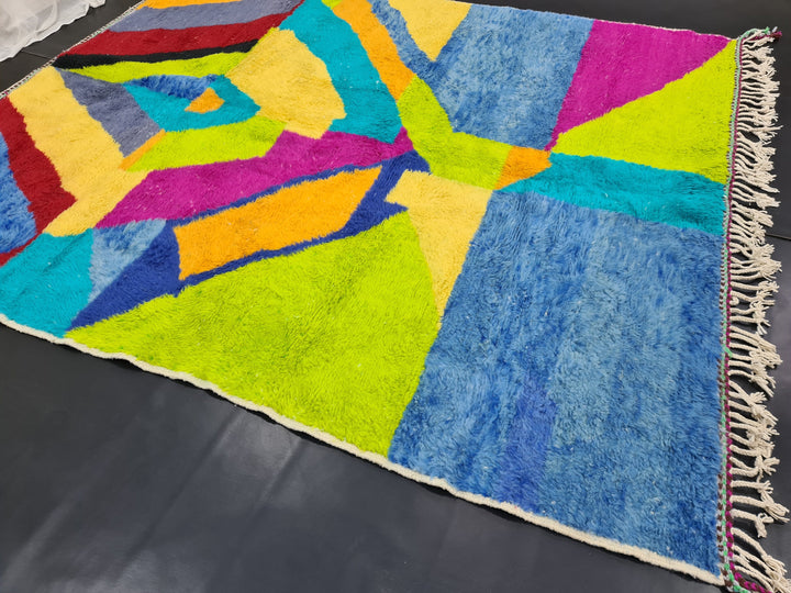 Vibrant Beni OurainRug, Handmade Moroccan Rug, Colorful Wool Rug, Bohemian Patchwork Carpet, Berber Wool Handwoven Rug, Tapis Marocain