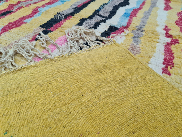 Tribal Moroccan rug, Moroccan Boujaad Rug, Yellow Abstract Rug, Handmade Moroccan Rug, Authentic Wool Rug, Berber Carpet, Bohemian Rug.