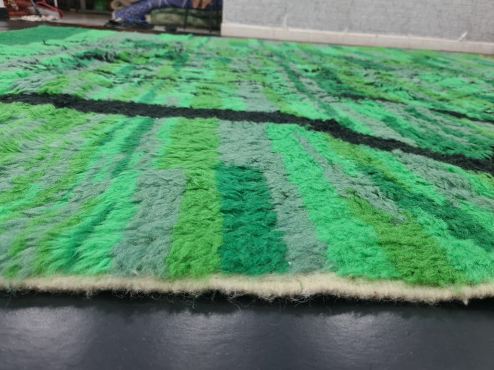 Vibrant Beni OurainRug, Handmade Moroccan Rug, Green Color Shades Rug, Bohemian Abstract Carpet, Berber Wool Handwoven Rug, Tapis Marocain