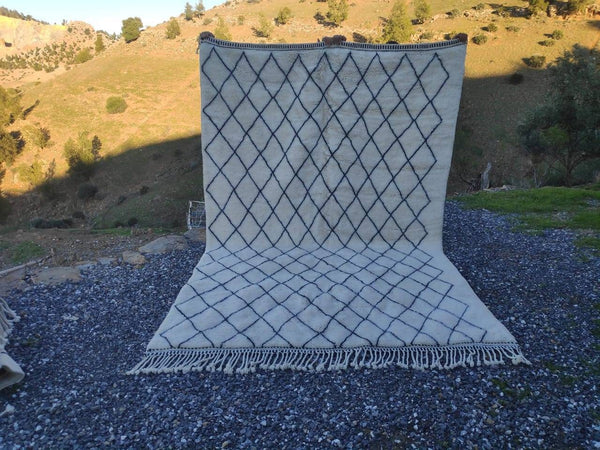 Moroccan Mrirt rug, Beni ourain rug, Autentic berber rug, Shaggy rug, White wool rug,Moroccan rugs, Beniouarain rugs, High quality rug