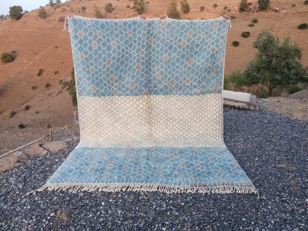 Moroccan Beni Mrirt rug, Made to order wool carpet, Premium quality rug,  natural, Berber rug, Beniouarain rug, Blue moroccan rug