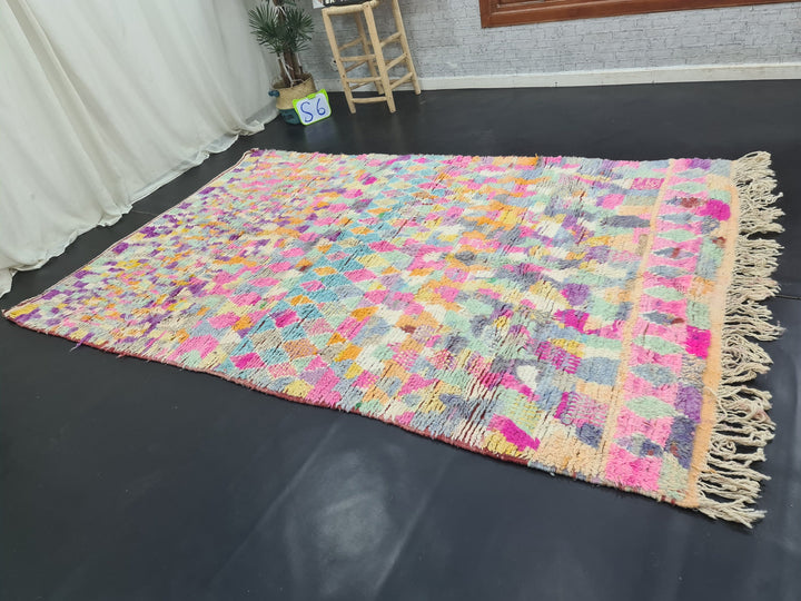 Artistic Boujaad Rug, Moroccan Handmade Rug, Azilal Rug, Abstract Rug, Pink Boujad Rug, Berber Carpet, Bohemian Rug, Teppish Marokko.