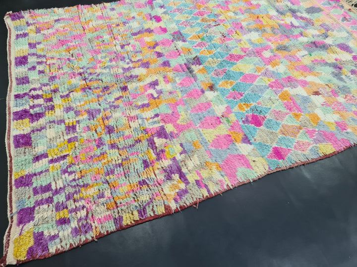 Artistic Boujaad Rug, Moroccan Handmade Rug, Azilal Rug, Abstract Rug, Pink Boujad Rug, Berber Carpet, Bohemian Rug, Teppish Marokko.