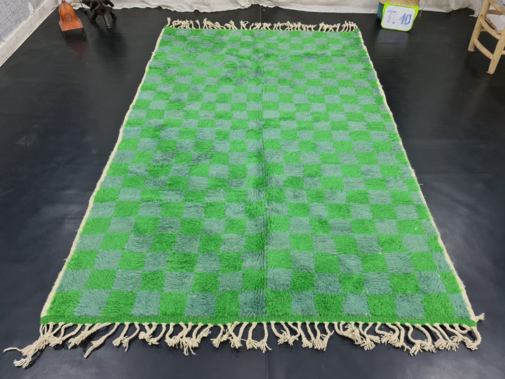 Checkered Moroccan Carpet, Green Rug, Beni Ouarain Rug, Authentic Wool, Berber Rug, Deco Art carpet, Handmade Moroccan Rug, Teppish Marokko