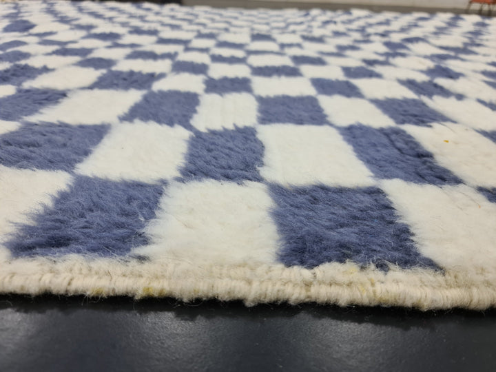 Handmade Beni Ourain Rug, Moroccan Carpet, White and Gray Rug, Berber Wool Rug, Checkered Rug, Tapis berbere, Teppish Marokko.