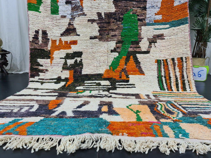 Artistic Boujaad Rug , Moroccan Handmade Rug, Azilal Rug, Abstract Rug, Colorful Boujad Rug, Berber Carpet, Bohemian Rug, Teppish Marokko.