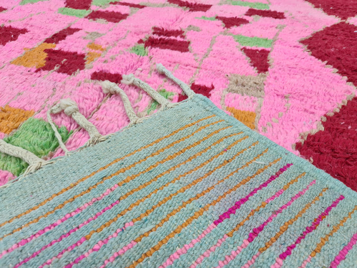 Authentic Boujaad Rug, Moroccan Handmade Rug, Pink Abstract Rug, Berber Tribal carpet, Bohemian Pink Rug, Sheep Wool Rug, Teppish Marokko.