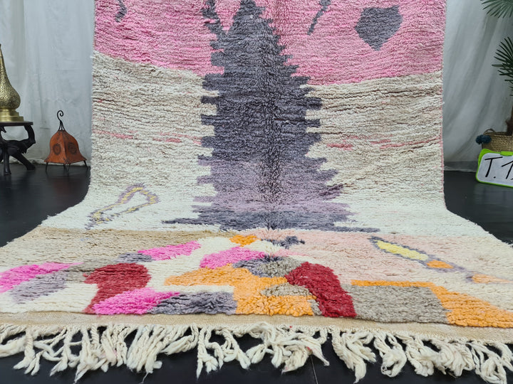 Boujaad Moroccan Rug, Handmade Rug, Authentic Boujad Rug, Pink and Gray Rug, Tribal Rug, Bohemian Rug, Wool Rug, Tapis Marocain