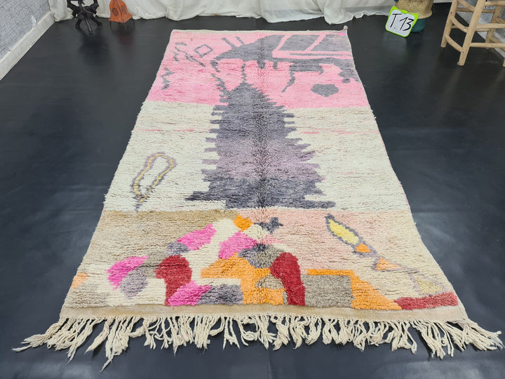 Boujaad Moroccan Rug, Handmade Rug, Authentic Boujad Rug, Pink and Gray Rug, Tribal Rug, Bohemian Rug, Wool Rug, Tapis Marocain