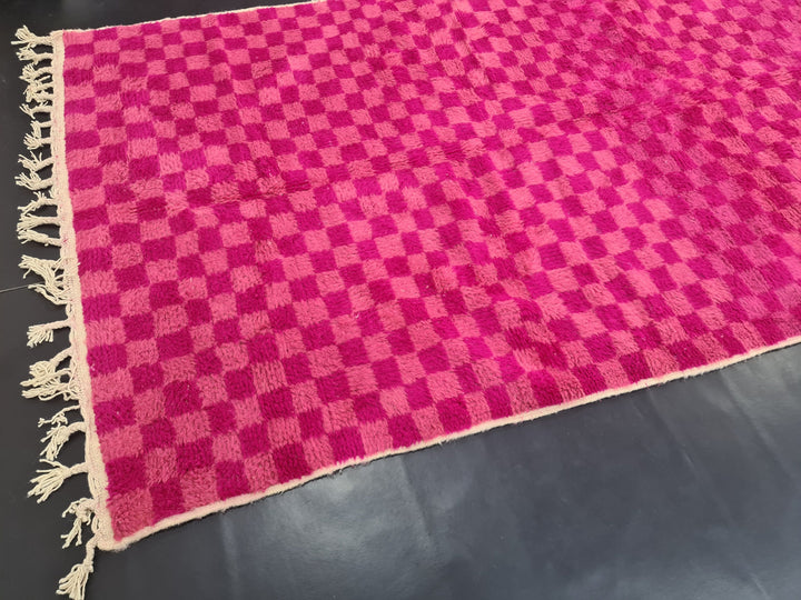 Authentic Beniourain Rug, Sheep Wool Rug, Check Moroccan Rug Beni Ourain Rug, Berber Rug, Bright Pink Rug, Tapis Marocains, Teppish Marokko