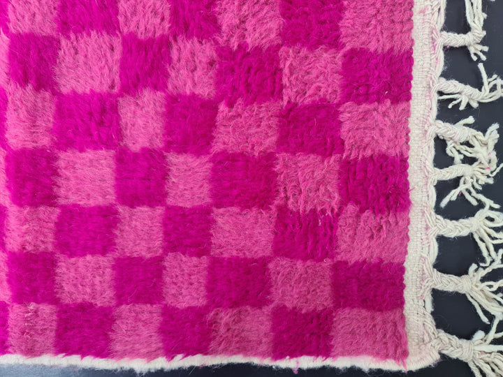 Authentic Beniourain Rug, Sheep Wool Rug, Check Moroccan Rug Beni Ourain Rug, Berber Rug, Bright Pink Rug, Tapis Marocains, Teppish Marokko