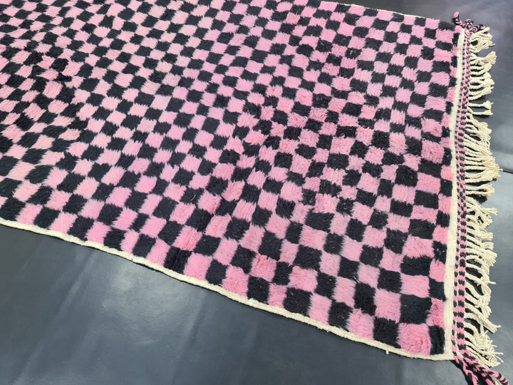 Beni Ourain Rug, Moroccan Rug, Handmade Carpet, Tribal Rug, Berber Rug, Sheep Wool Rug, Black and Pink Rug, Tapis Marocain, Teppish Marokko.