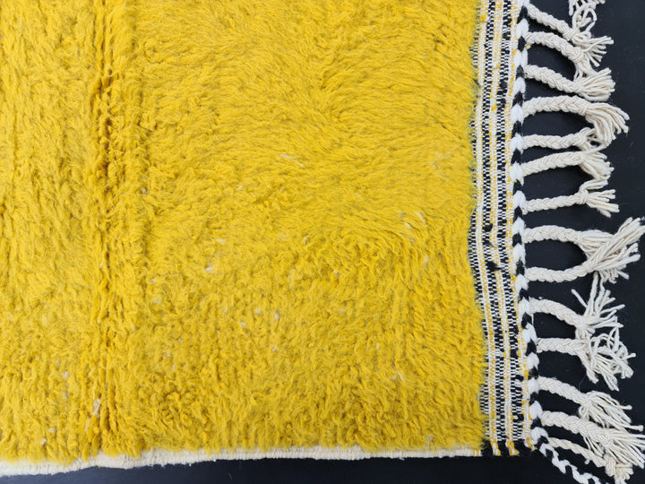 Moroccan Rug, Handmade Beni Ourain Rug, Authentic Moroccan Rug, Azilal Rug,Berber Rug, White and Yellow Wool, Abstract Rug, Bohemian rug