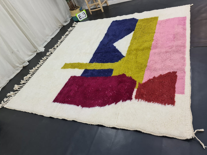 Beni Ourain Rug, Moroccan Rug, Sheep Wool Rug, Abstract Rug, Authentic Carpet, White Wool Rug, Handmade Rug, Berber Rug, Bohemian Rug.