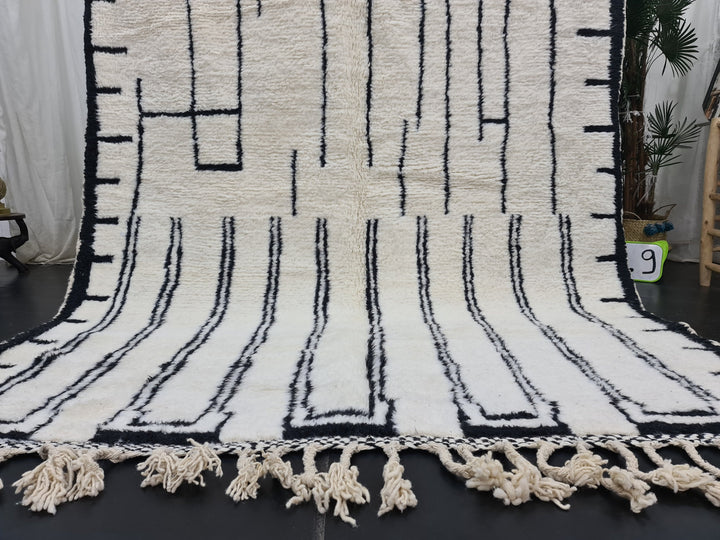 Beni Ourain Rug, Moroccan Rug, Sheep Wool Rug, Striped Rug, Authentic Bohemian Carpet, White Wool Rug, Handmade Rug, Berber Rug.